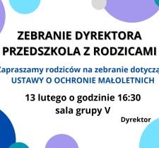 Zebranie Dyrektora Przedszkola z Rodzicami